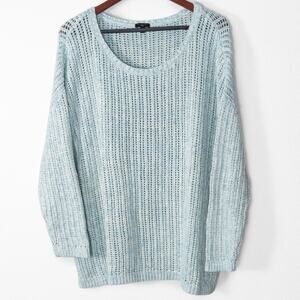 Talbots Cotton Open Knit Sweater Light Blue Plus 2X Soft Dressing